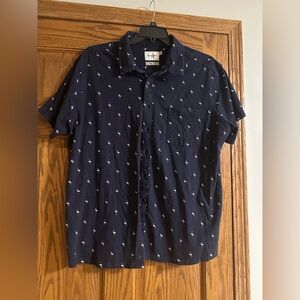 Men’s Goodfellow Famingo Navy Short-Sleeve Button-Up Shirt Size XXL